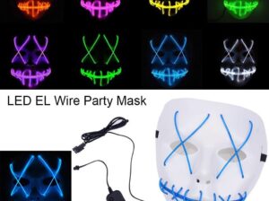 Scary Halloween Mask Light Up Mask EL Wire Cosplay Costume Mask