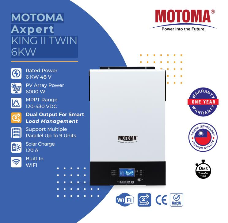 MOTOMA Axpert KING II TWIN 6KW Hybrid Inverter